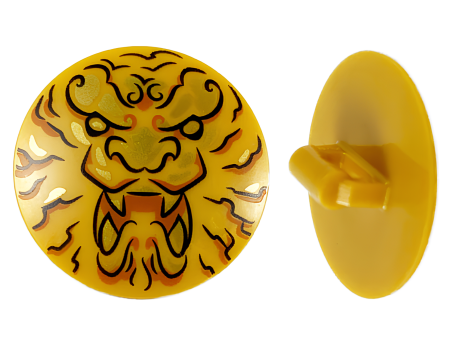 Щит Lego Minifigure,75902pb17 Shield Circular Convex Face with Black and Gold Ninjago Lion Head Pattern